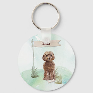 Chaveiro Parabéns Brown Cockapoo em Novo Cão