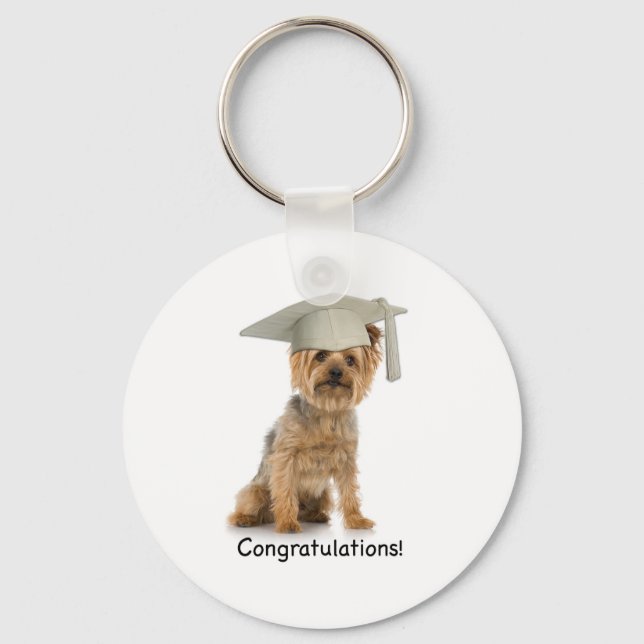 Chaveiro Parabéns Yorkie de graduação (Frente)