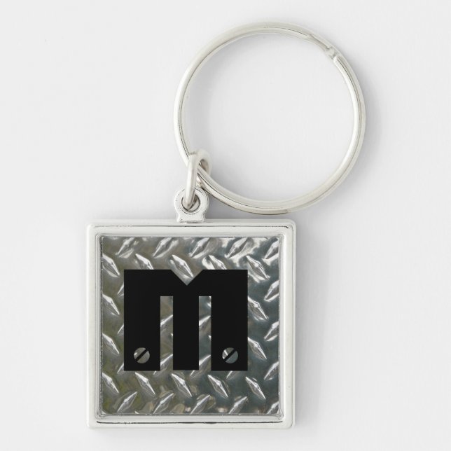 Chaveiro Parafusado na inicial - Checkerplate de alumínio (Frente)
