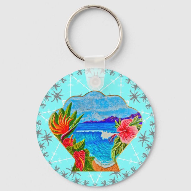 Chaveiro Paraíso Havaiano (Azul) (Frente)