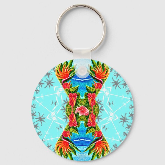 Chaveiro Paraíso Havaiano Duas Vezes (Azul) (Frente)