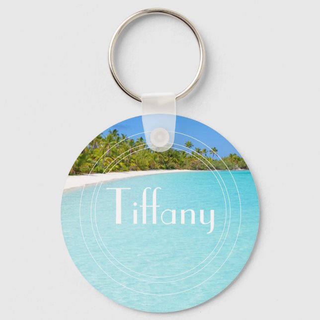 Chaveiro Paraíso personalizado da ilha temática oceânica (Frente)