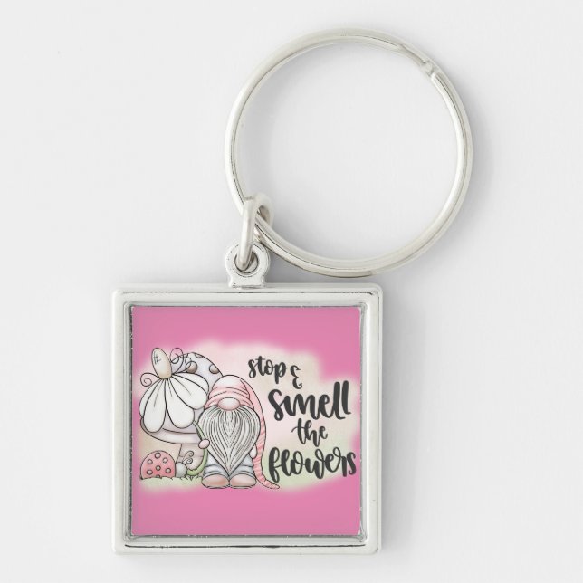 Chaveiro Parar Adorável e Cheirar as Flores (Frente)