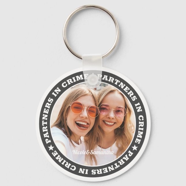 Chaveiro Parceiros no Crime BFF Foto personalizada simples  (Frente)