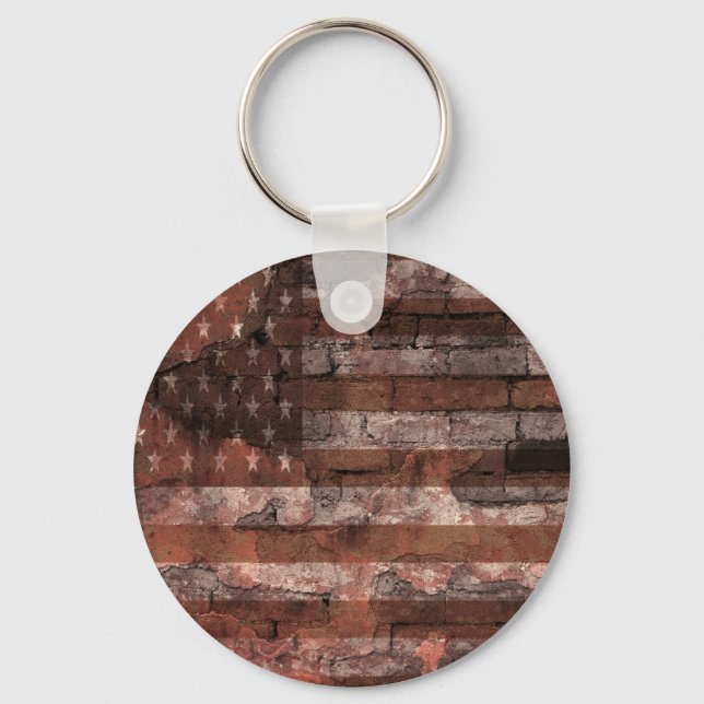 Chaveiro Parede de Tijolo da Bandeira Americana (Frente)