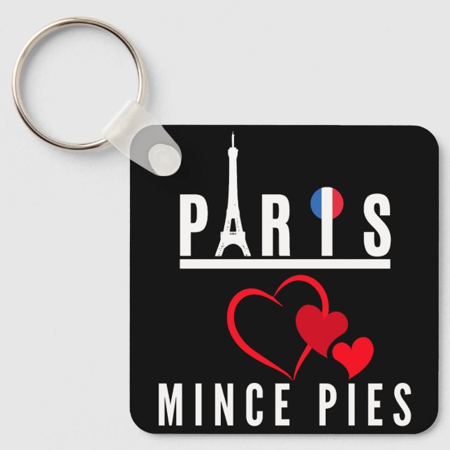 Chaveiro Paris ama Mince Pies (Frente)