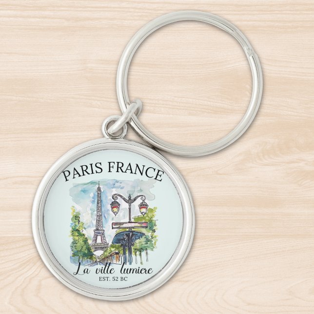 Chaveiro Paris City of Light Watercolor Scene (Criador carregado)