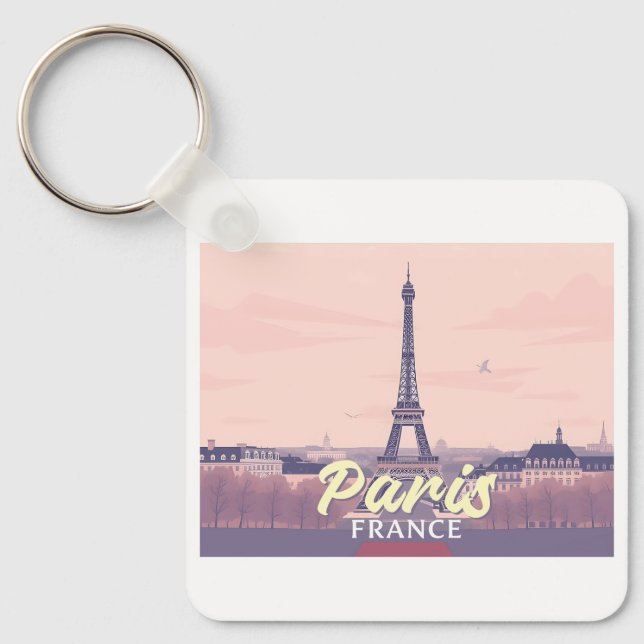 Chaveiro Paris França Eiffel Tower Pastel Viagem Design (Frente)