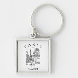 Chaveiro Paris França – Esboço com Torre Eiffel & Café