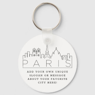 Chaveiro Paris, França Estilizou Skyline   Slogan Personali