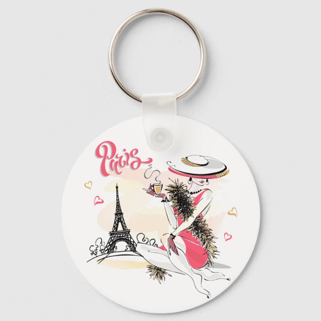Chaveiro Paris, Moda e Café (Frente)
