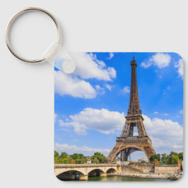 Chaveiro Paris, Torre Eiffel e rio Sena, França.