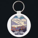 Chaveiro Park City Utah Winter Area Emblem<br><div class="desc">Design de arte Park City Winter mostrando a paisagem de inverno.</div>