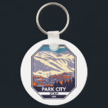 Chaveiro Park City Utah Winter Area Emblem<br><div class="desc">Design de arte Park City Winter mostrando a paisagem de inverno.</div>