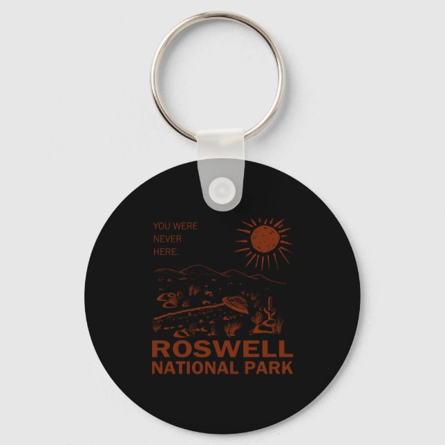Chaveiro Parque Nacional de Roswell Óvni Disco Voador Alien (Frente)