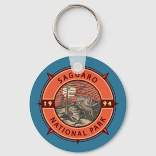 Chaveiro Parque Nacional Saguaro Coyote Retro Compass Emble