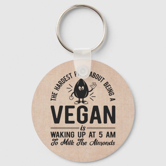 Chaveiro Parte mais difícil de Vegan, Leite as amêndoas, En (Frente)