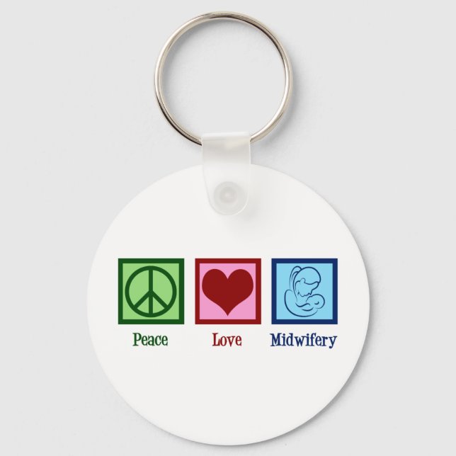 Chaveiro Parteira Cute de Midwifery Peace Love (Frente)