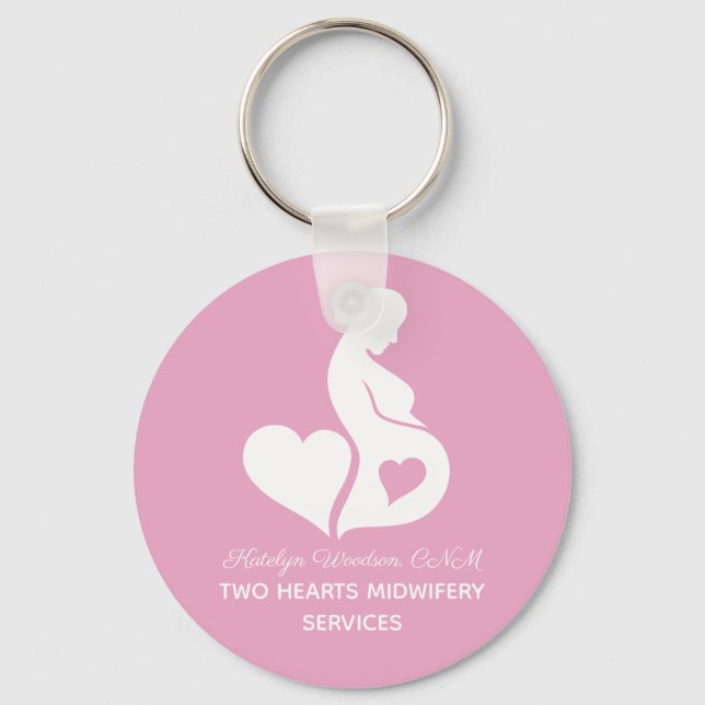 Chaveiro Parteira Linda Doula OBGYN Rosa Personalizada (Frente)