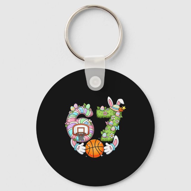 Chaveiro Páscoa 6 7 Meme Seis Sete Coelhinho Fofo Basquete  (Frente)