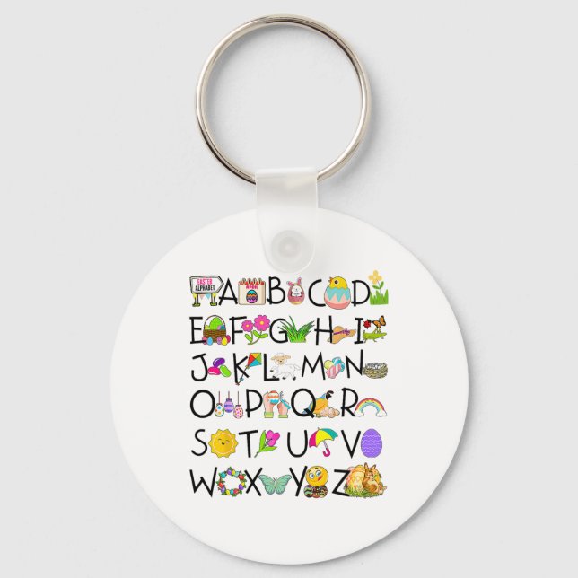 Chaveiro Páscoa Cute Alphabet Funny Day Abc Alphabet Egr Ra (Frente)