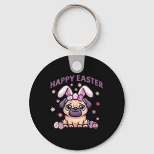 Chaveiro Páscoa Pug Vestindo Coelhinhos Orelhas Felz pascoa