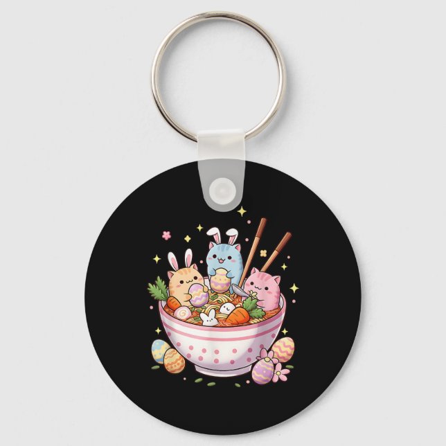 Chaveiro Páscoa Ramen Gatos Fofo Felz pascoa Dia de Animaçã (Frente)