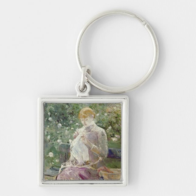 Chaveiro Pasie que sewing no jardim de Bougival, 1881 (Frente)