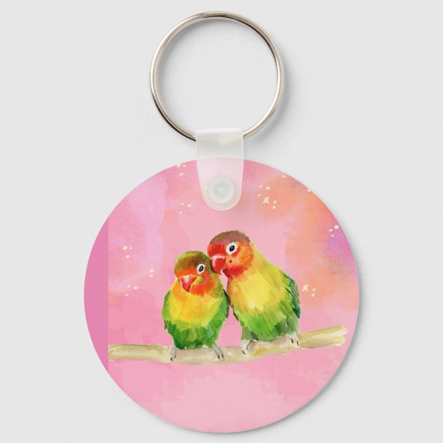 Chaveiro Pássaro Aquarela em um galho (Frente)