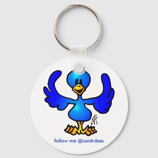 Chaveiro Pássaro azul chilreando (Frente)