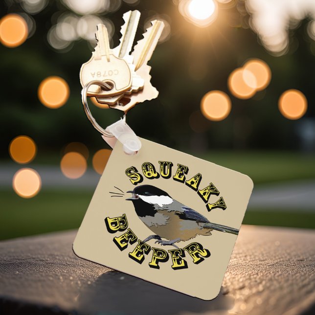 Chaveiro Pássaro Beijo-Beija-Beija-Beija-Beija-Beija-Beija- (Cute and funny chirping chickadee "squeaky beeper" keychain for birding fanatics & bird lovers)