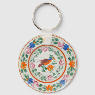 Chaveiro Pássaro e flores da arte popular