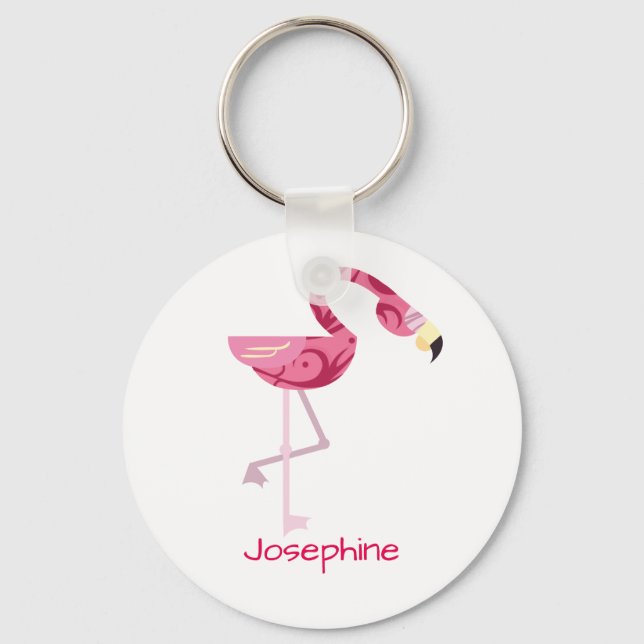 Chaveiro Pássaro Flamingo Rosa Personalizado (Frente)