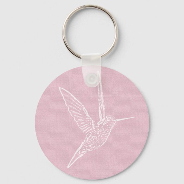 Chaveiro Pássaro Hummingave Rosa e Branco (Frente)