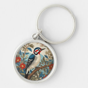 Chaveiro Pássaro Inspirado Azul E Pica Vermelha