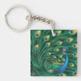 Chaveiro Pássaro Pavão Azul