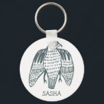 Chaveiro Pássaro Peregrino do Nome PERSONALIZADO do Falcão<br><div class="desc">O falcão feroz vigia-te! Adicione seu nome ou outro texto. Vejam meu compro por mais itens que combinem como camisas,  adesivos,  bandanas,  toalhas,  papel de embrulho e muito mais!</div>