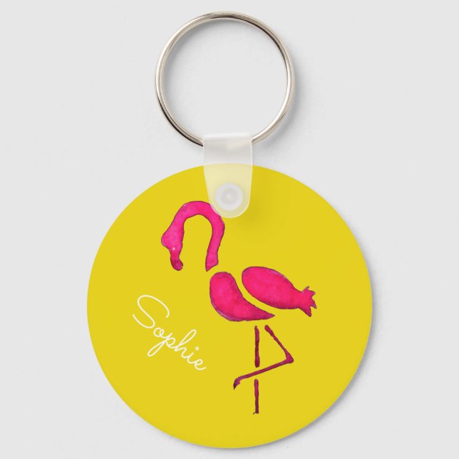 Chaveiro Pássaro único rosa-claro flamingo (Frente)