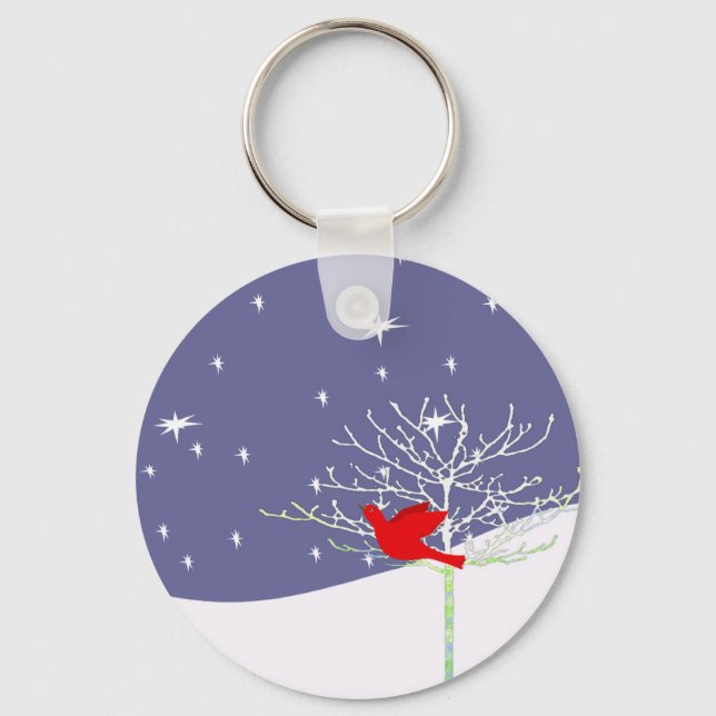 Chaveiro Pássaro Vermelho de Natal (Frente)