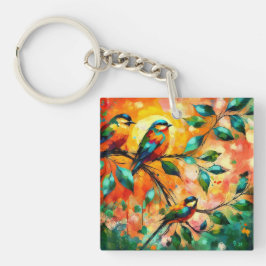 Chaveiro Pássaros Coloridos em Ramos Summertime