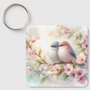 Chaveiro Pássaros de Amor da Primavera Flor de Cerejeira Fl
