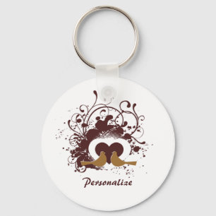 Chaveiro Pássaros do amor de Tuscan Brown com nome