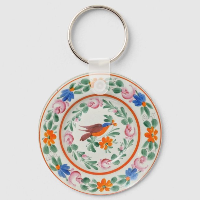 Chaveiro Pássaros e flores de arte popular (Frente)