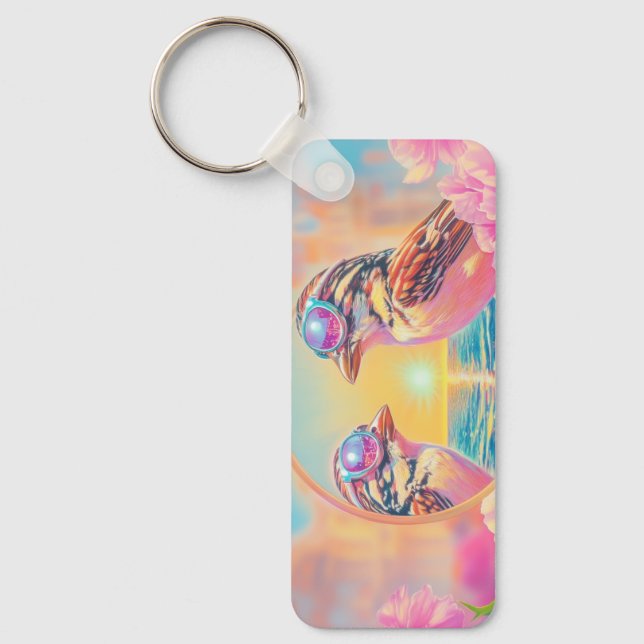 Chaveiro Pássaros legal com óculos Sunset (Frente)