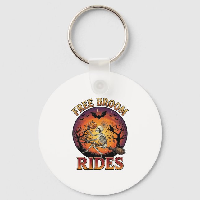 Chaveiro Passeios de Vassoura Grátis Halloween Esqueleto Ab (Frente)