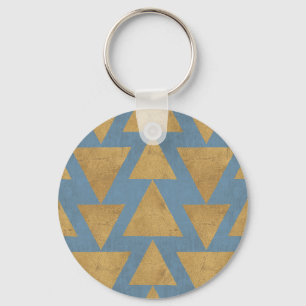 Chaveiro Passo Geo Externo   Padrão Dourado e azul