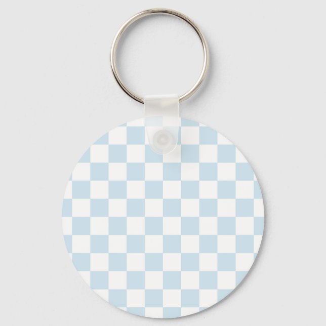 Chaveiro Pastel Blue e White Checkerboard (Frente)