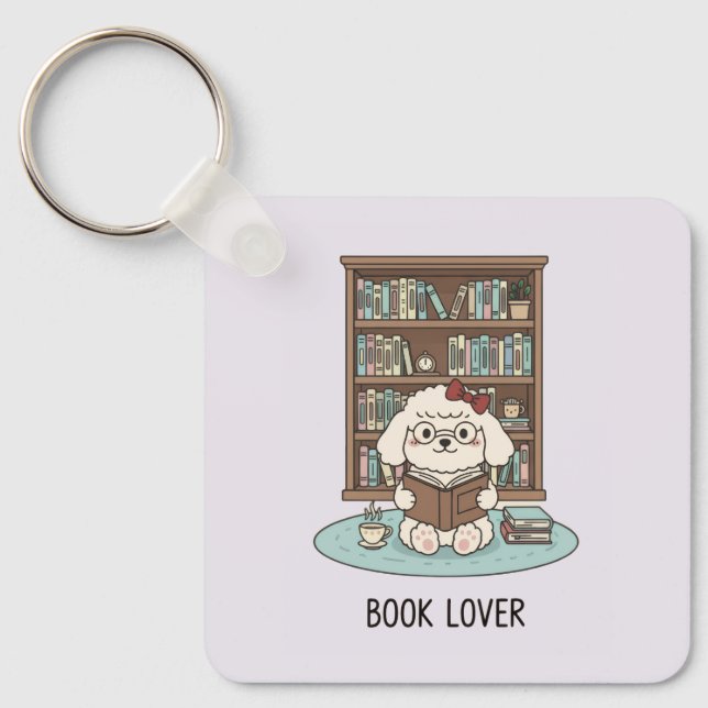 Chaveiro Pastel Book Lover Poodle Puppy Dog Tea Cozy (Frente)