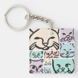 Chaveiro Pastel Cat Faces
