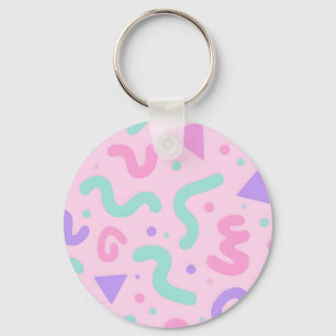 Chaveiro Pastel Memphis Ondulado Geométrico Divertido Retro